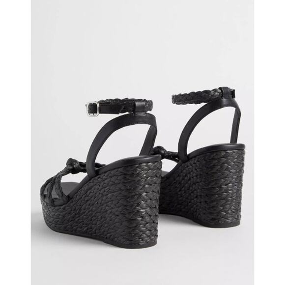 Torrid size 12 WW Black Strappy Raffia Platform Wedge - Picture 3 of 5